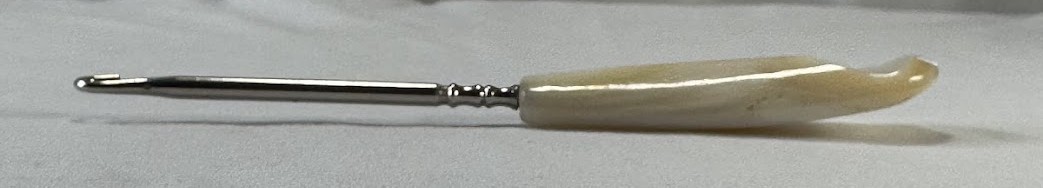 VINTAGE VICTORIAN SHOE BOOT BUTTON HOOK FANCY ABALONE MOTHER OF PEARL HANDLE