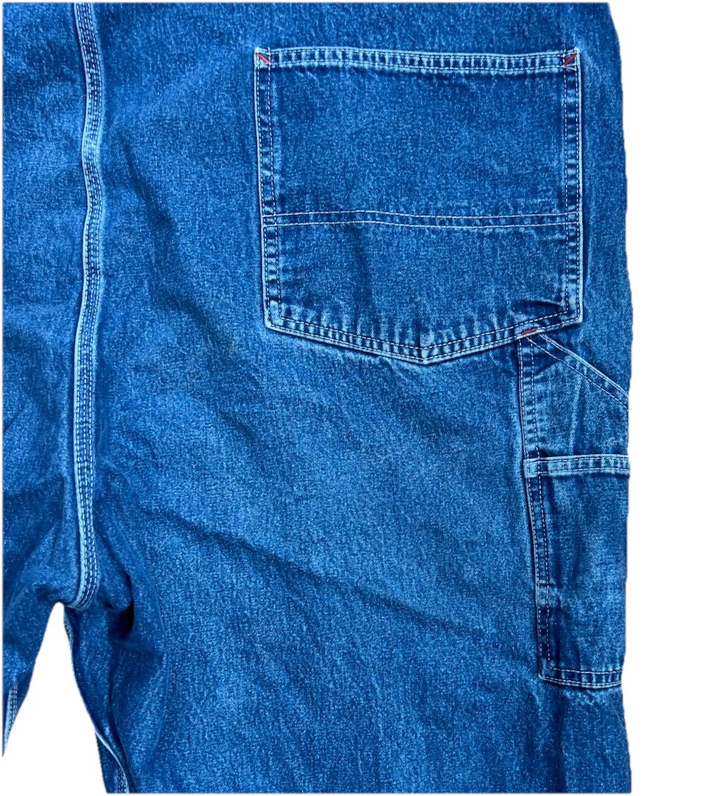 Round House Denim Cargo Bib Overalls Men’s Size 52×32 Coveralls Classic Blue
