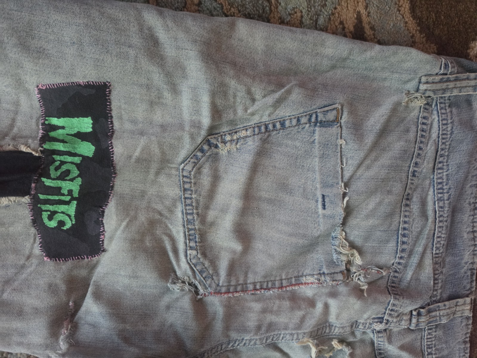 VTG DIY Wide-Leg Flare Jeans XL/XXL: STREET CRUST PUNK BIKER MOTO THRASHED Y2K