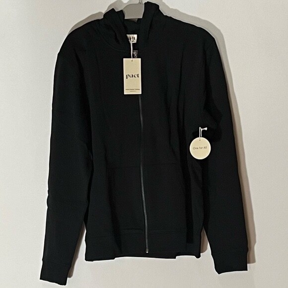 Pact One For All Zip Hoodie Black Large 100% organic cotton new