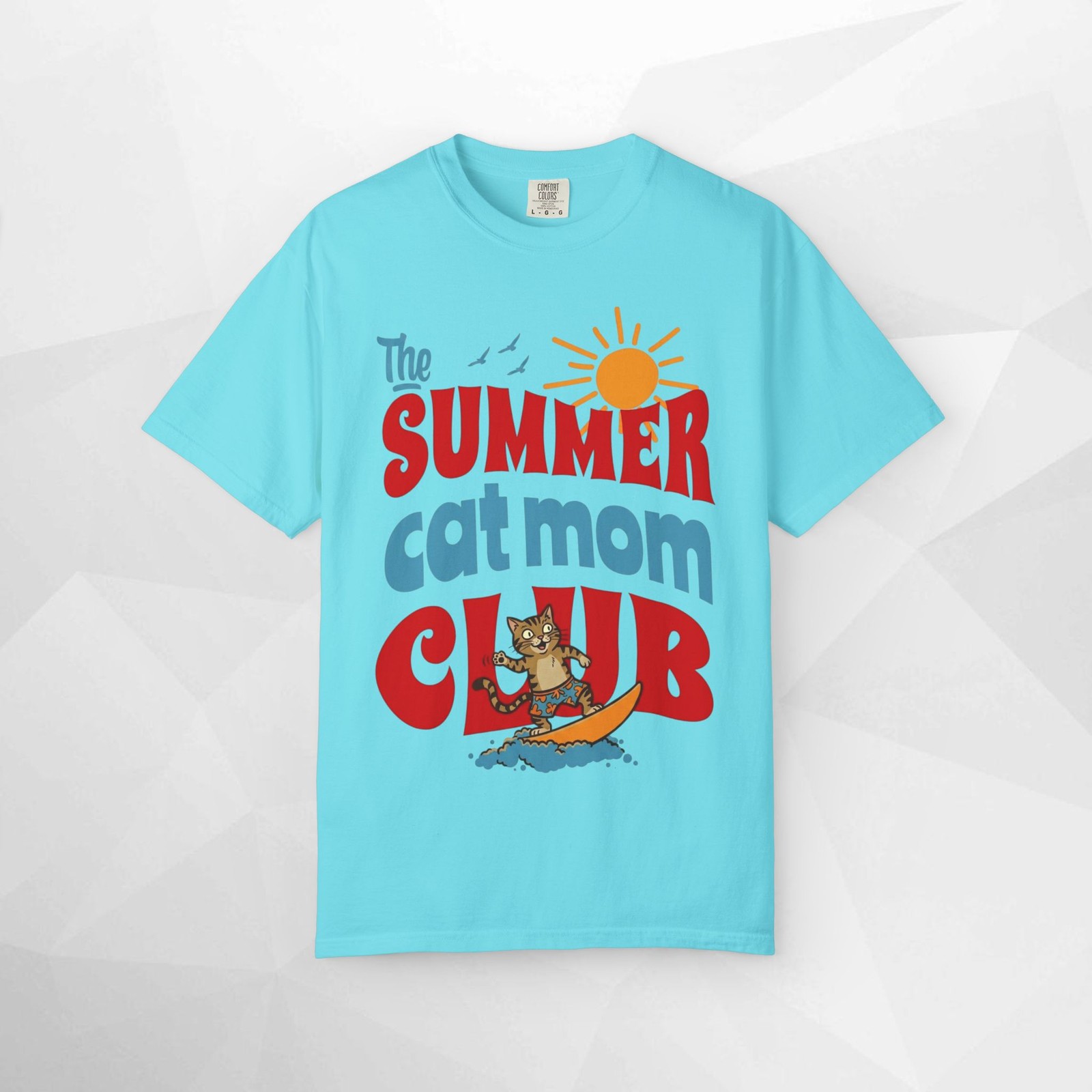 Summer Cat Mom Club T-Shirt | Cat Mom Tee, Beach Cat Design