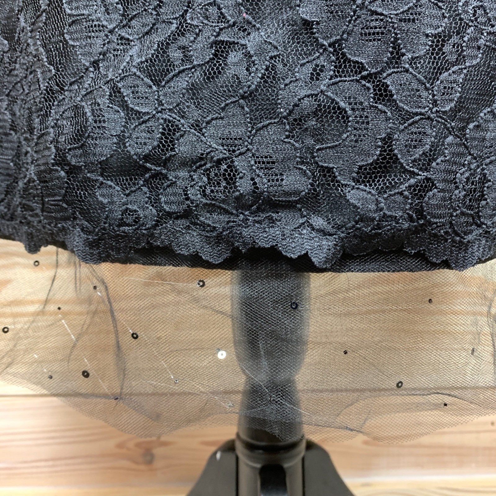 Mori Lee Dress Women 6 Black Strapless Lace Beaded Midi Formal Cocktail Classic