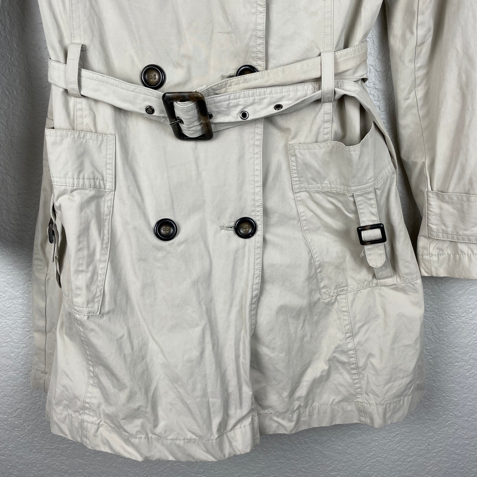 Zara Basic Trench Coat Womens Small Tan Classic Preppy Old Money Outdoor Chic