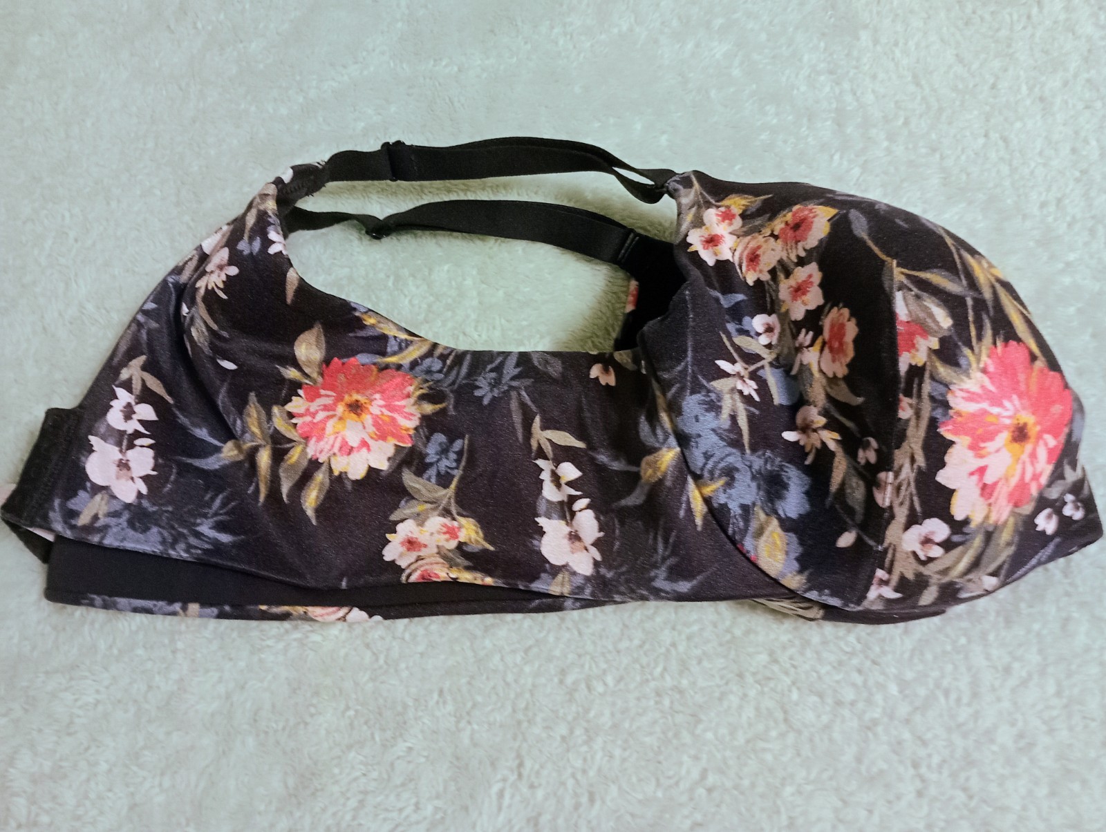 Cacique Bra 42C Lightly Lined Balconette Blue Floral Underwire