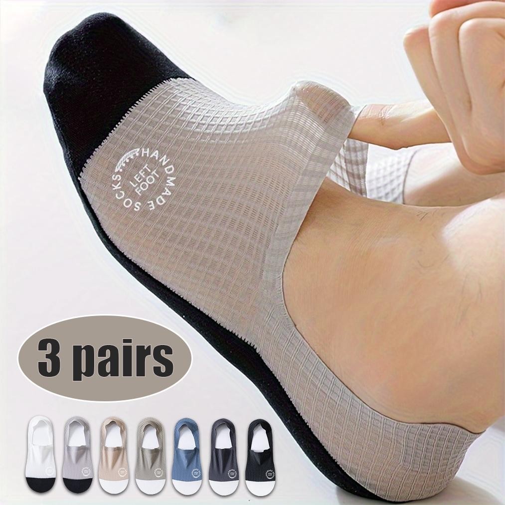 3pairs Men’s Invisible Socks Thin Breathable Comfortable High Quality Waffle Pat
