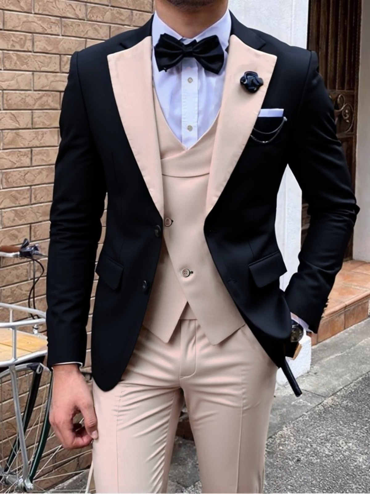 Mens 3Pcs Suit Groomsmen Formal Wedding Homecoming Prom Party Tuxedo Suit M L XL