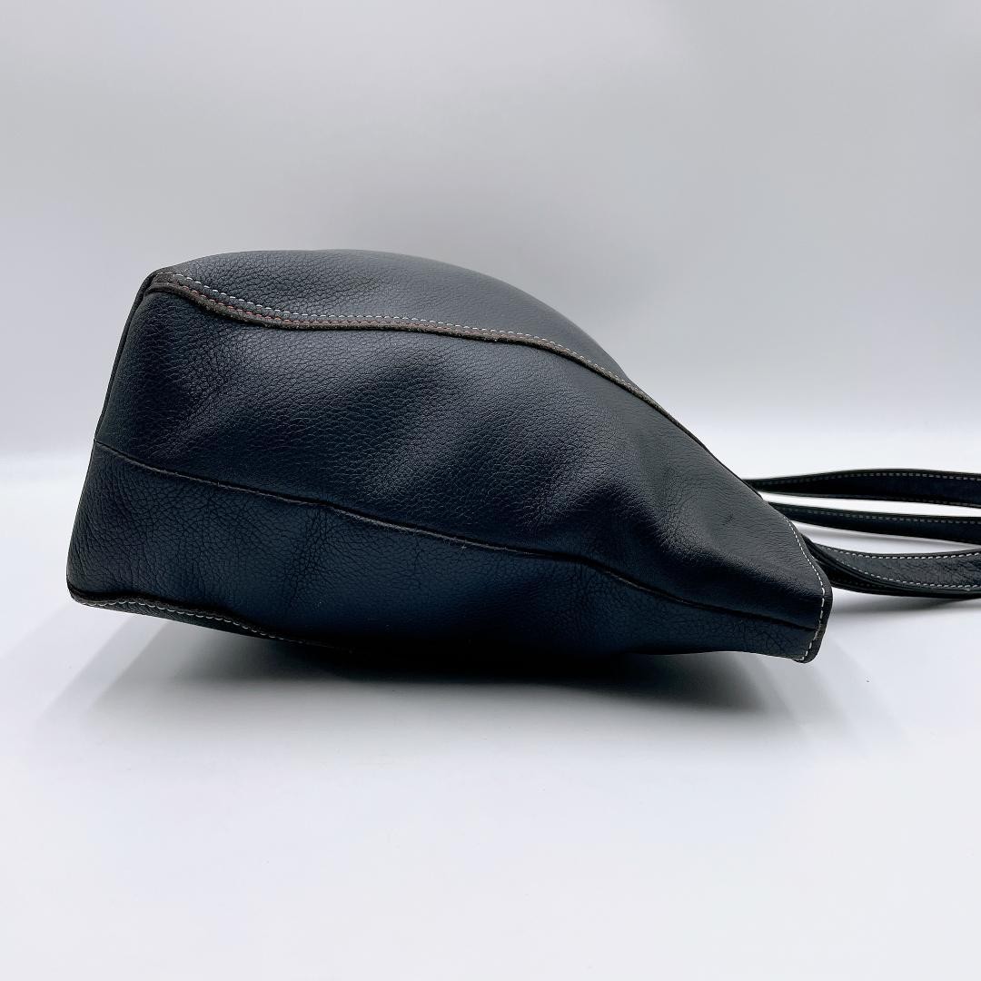 Kitamura h385 A4 Tote Bag Leather Embossed Black Shoulder Japan 0612640
