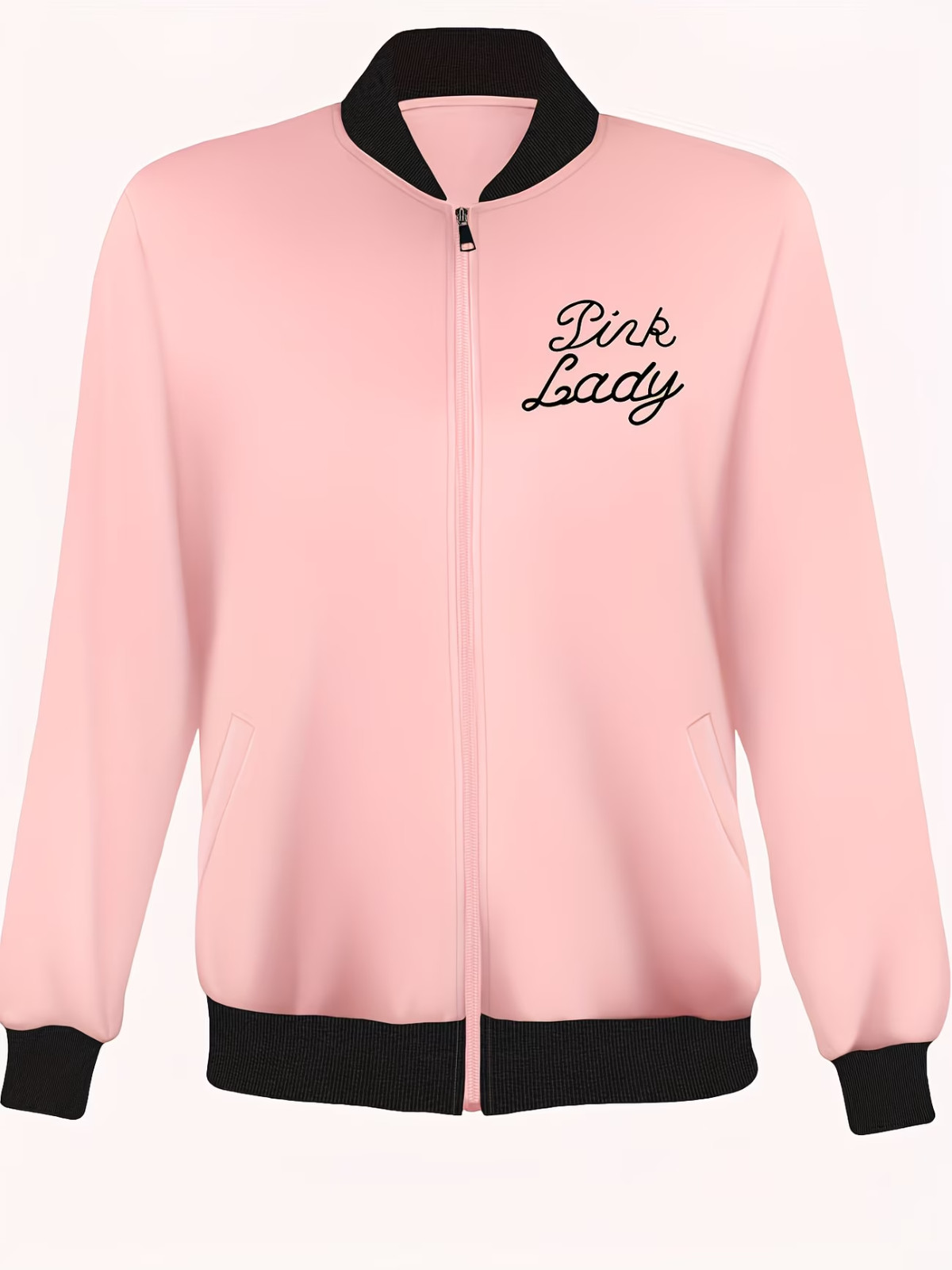 Pink Lady Womens Zip Jacket Size 12 14 Colour Block Loose Fit Pockets Coat