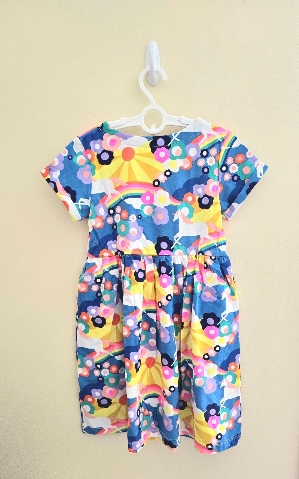 NWOT Mini Boden Fun Jersey -Rainbow Unicorn, Sz 8/9, 9/10, 11/12