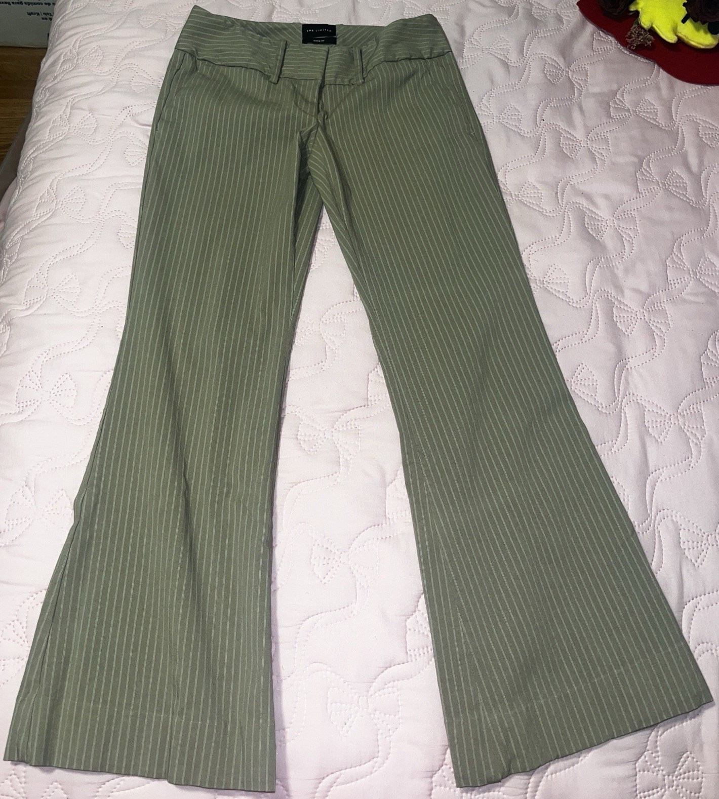 Y2K The Limited Women’s brown Pinstripe Dress Pants Flat Front Flared Regular
