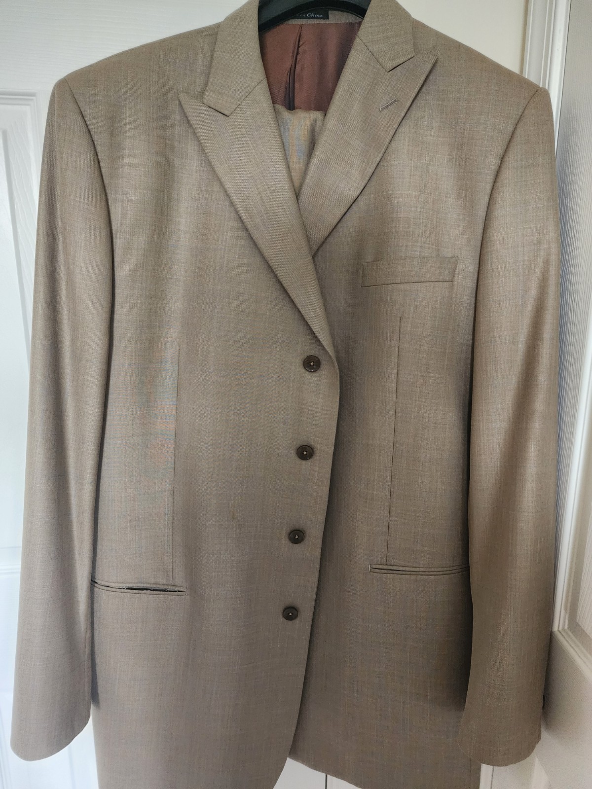 FUBU Tan Solid 2-Piece Suit Men’s Size 50XL Big & Tall 4-Button Notch Lapel