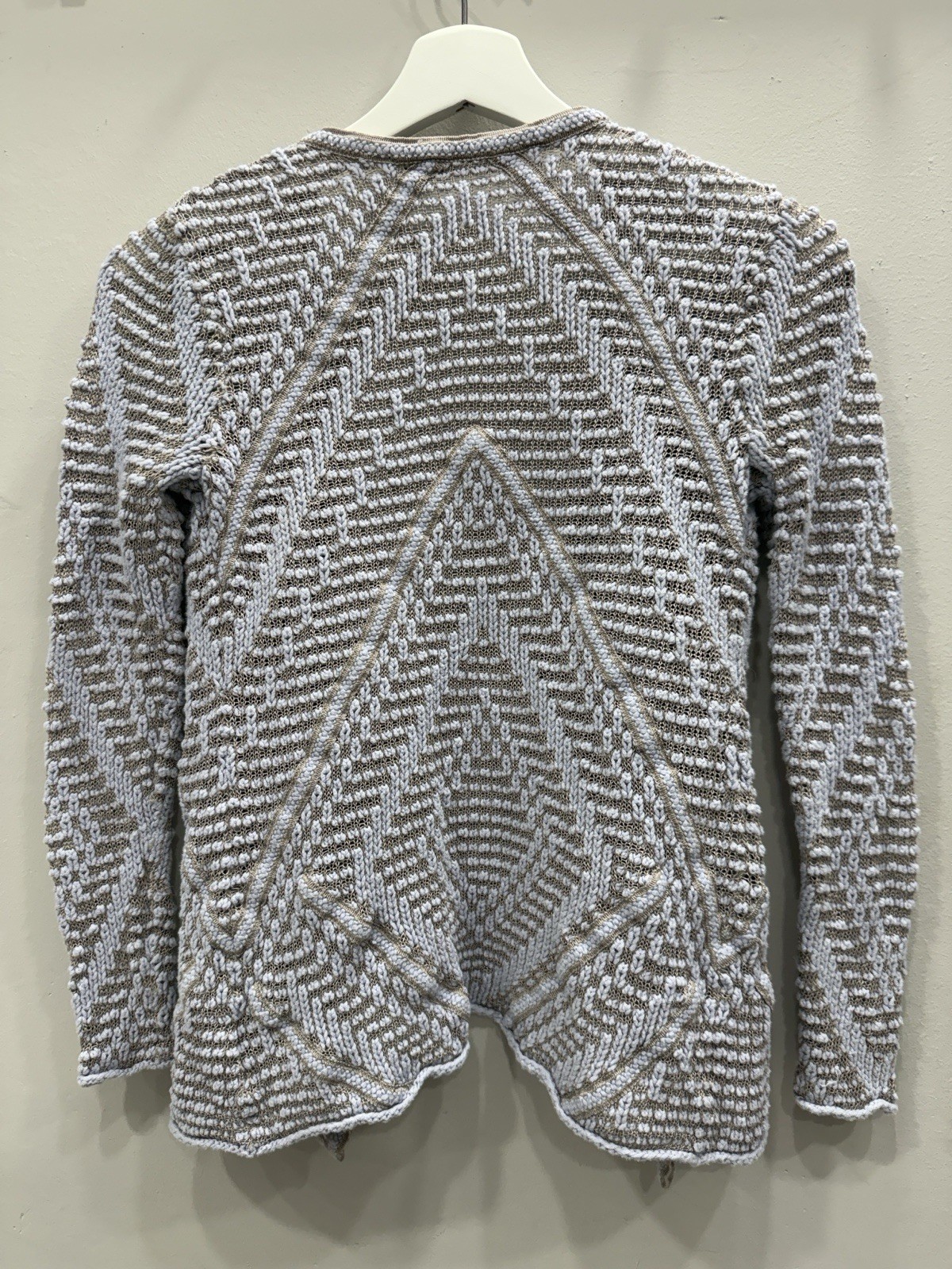 NIC+ZOE Women’s Open Front Geometric Knit Cardigan Sweater Long Sleeve XS