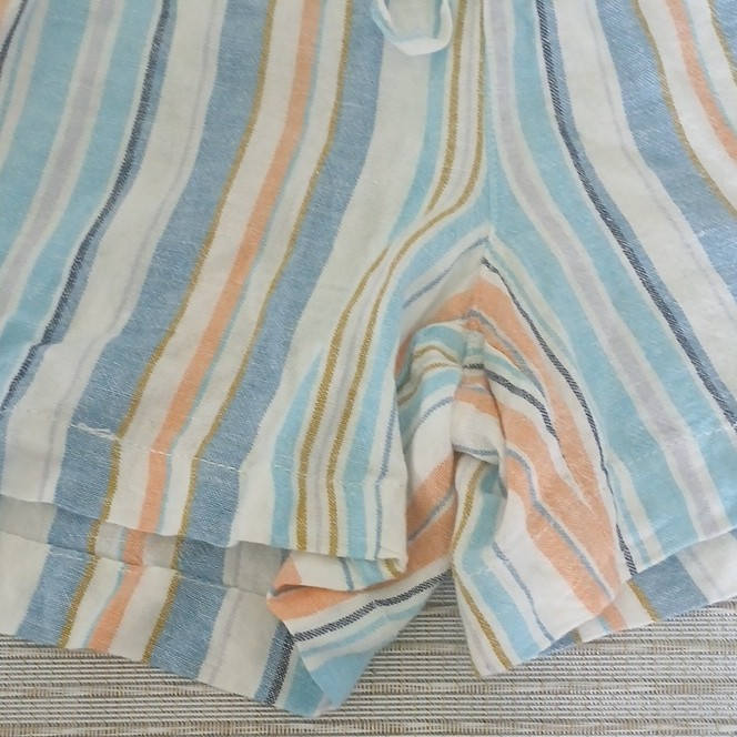Briggs Women’s Size XL Blue Orange White Stripe&Green Linen Blend Shorts 2 pair
