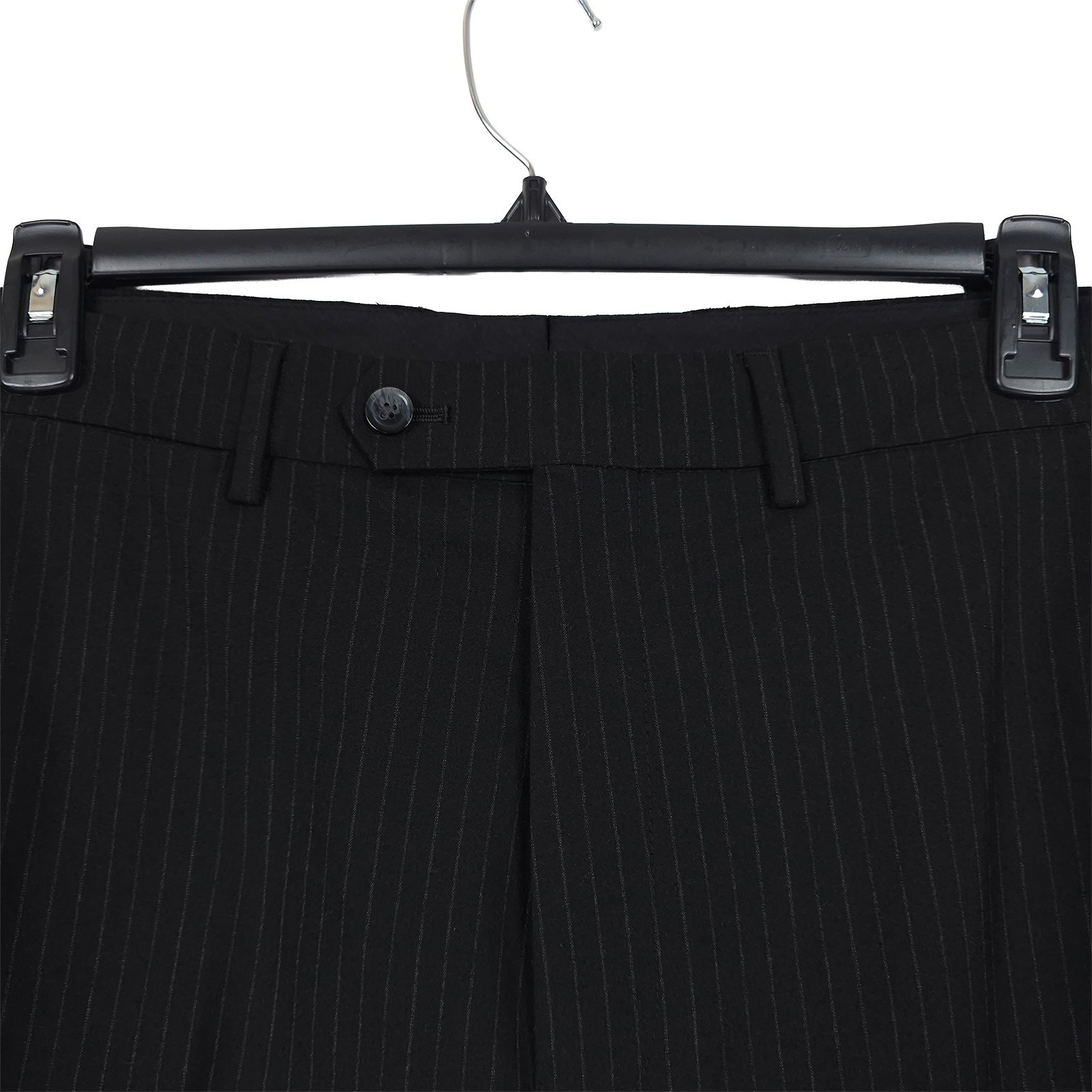 Nautica Mens Modern Fit 2 Piece Suit 36S 32W Black Pinstripe Stretch NWT