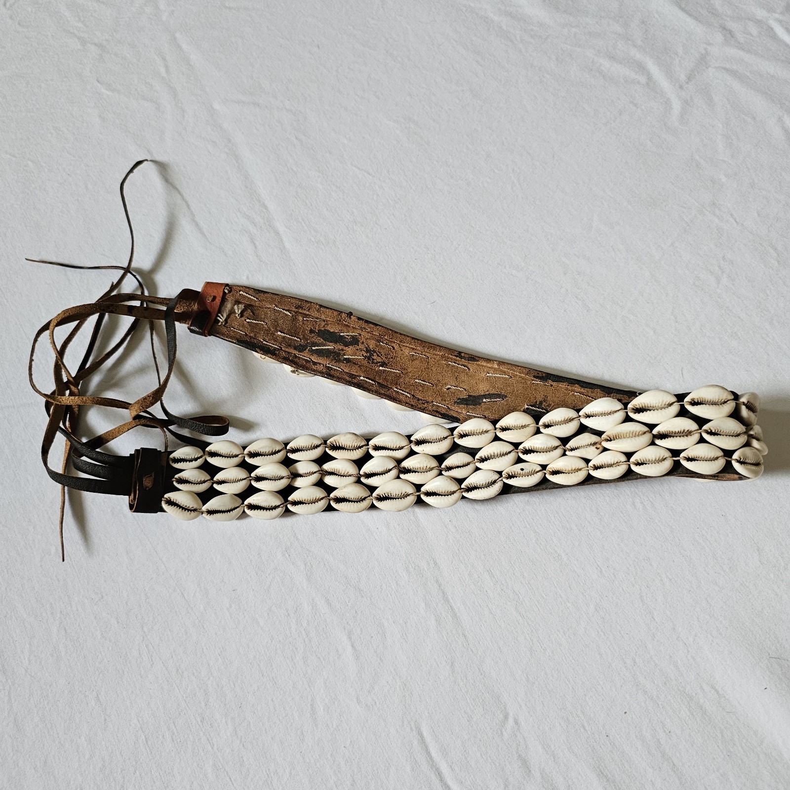 Cowrie Shells Belts – Handmade – Four Rows of Shells on Leather Size 34″