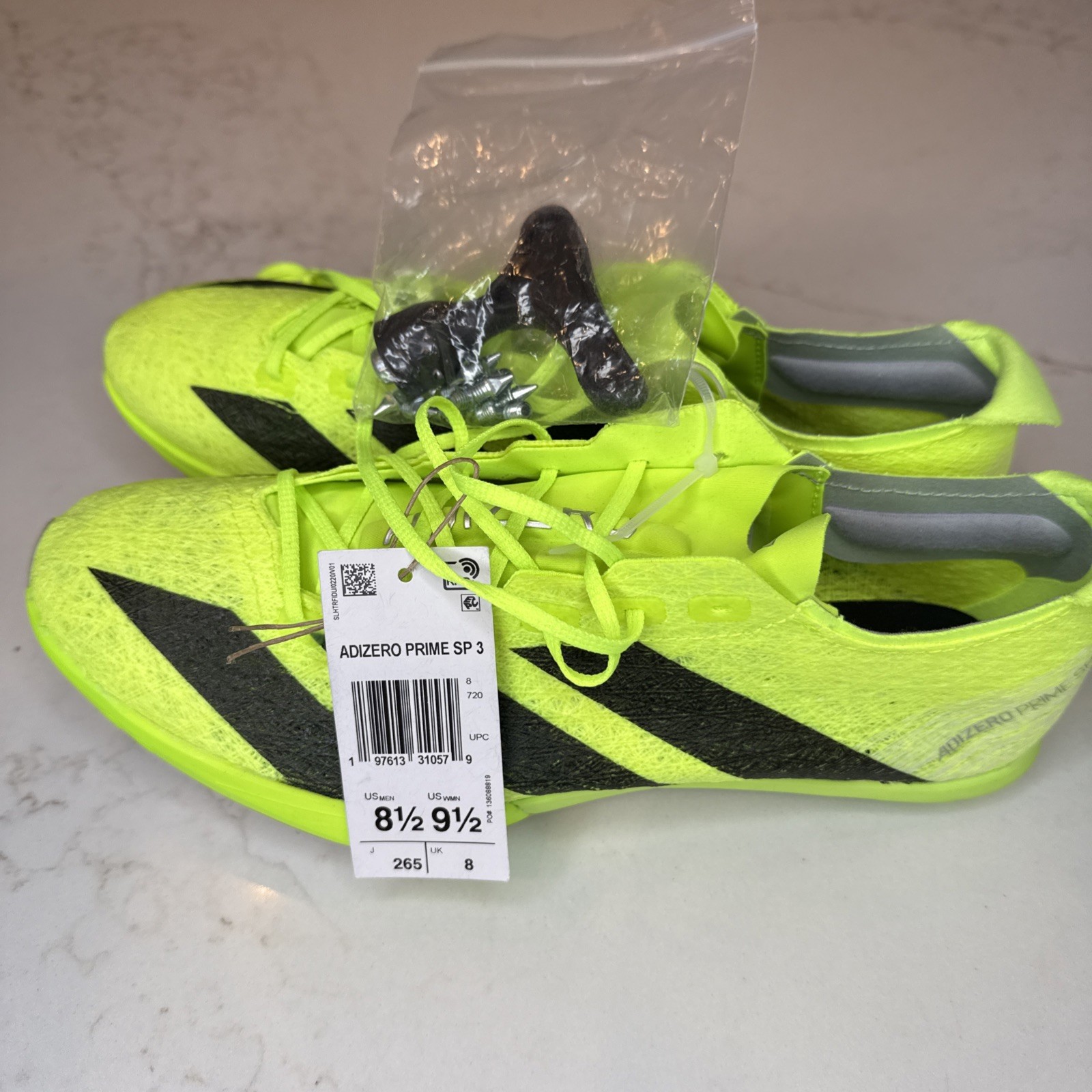 Men Adidas Adizero Prime SP 3 Strung Lucid Black Size US 8.5 New Track Cleats