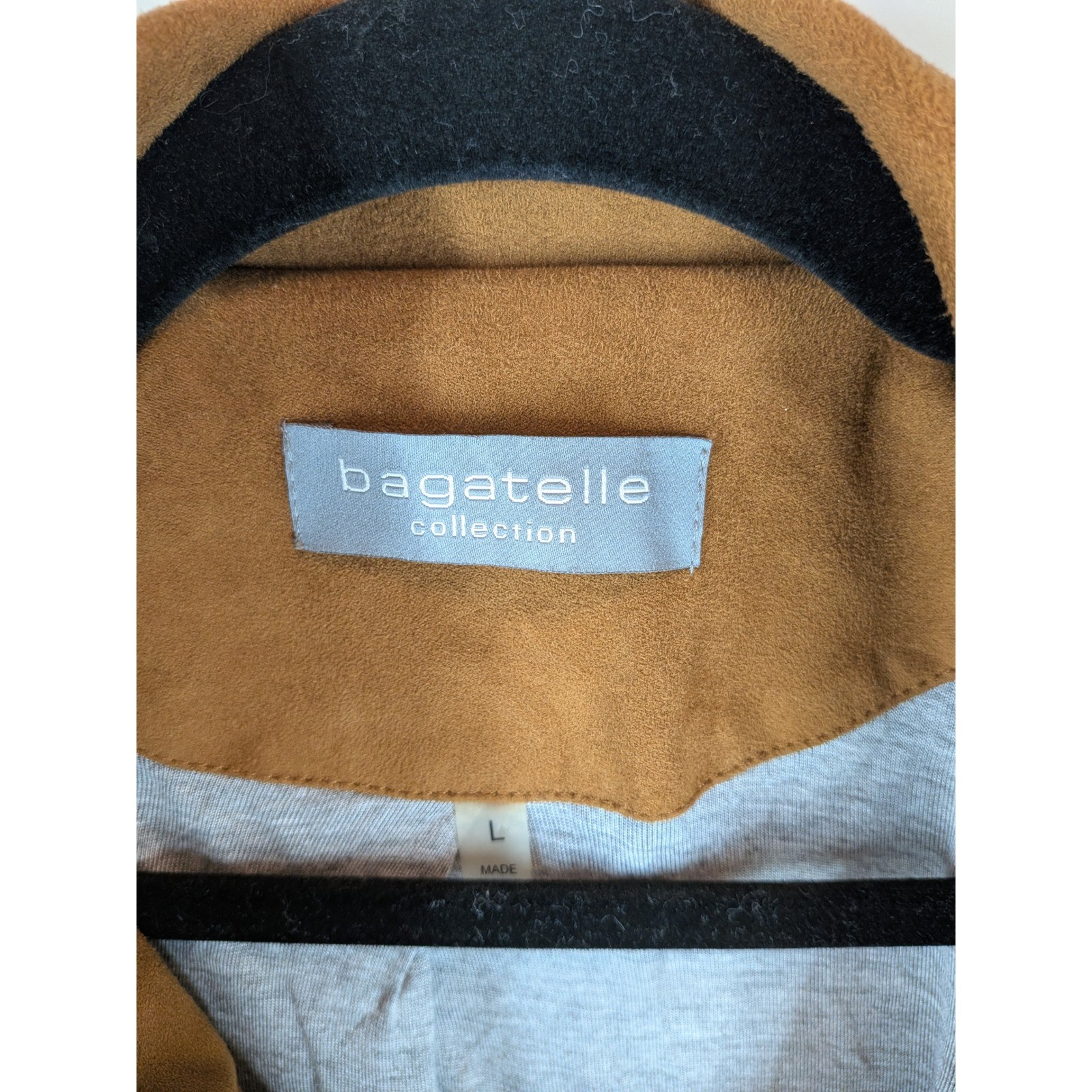 Bagatelle Collection Womens Faux Suede Moto Jacket Cognac Brown Size L