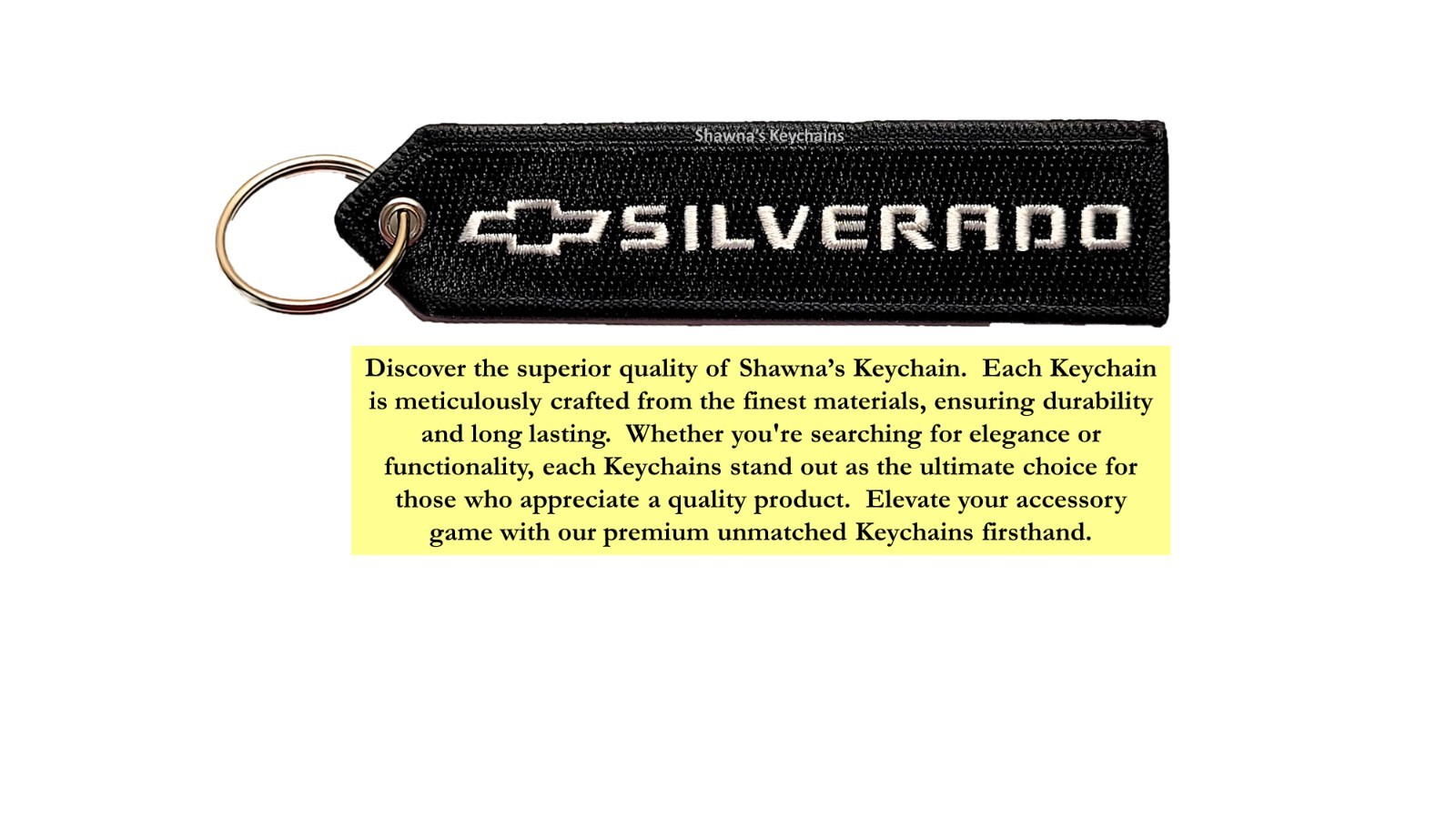 CHEVY or SILVERADO Keychain Embroidered Fabric Key Tag Chevy Accessories