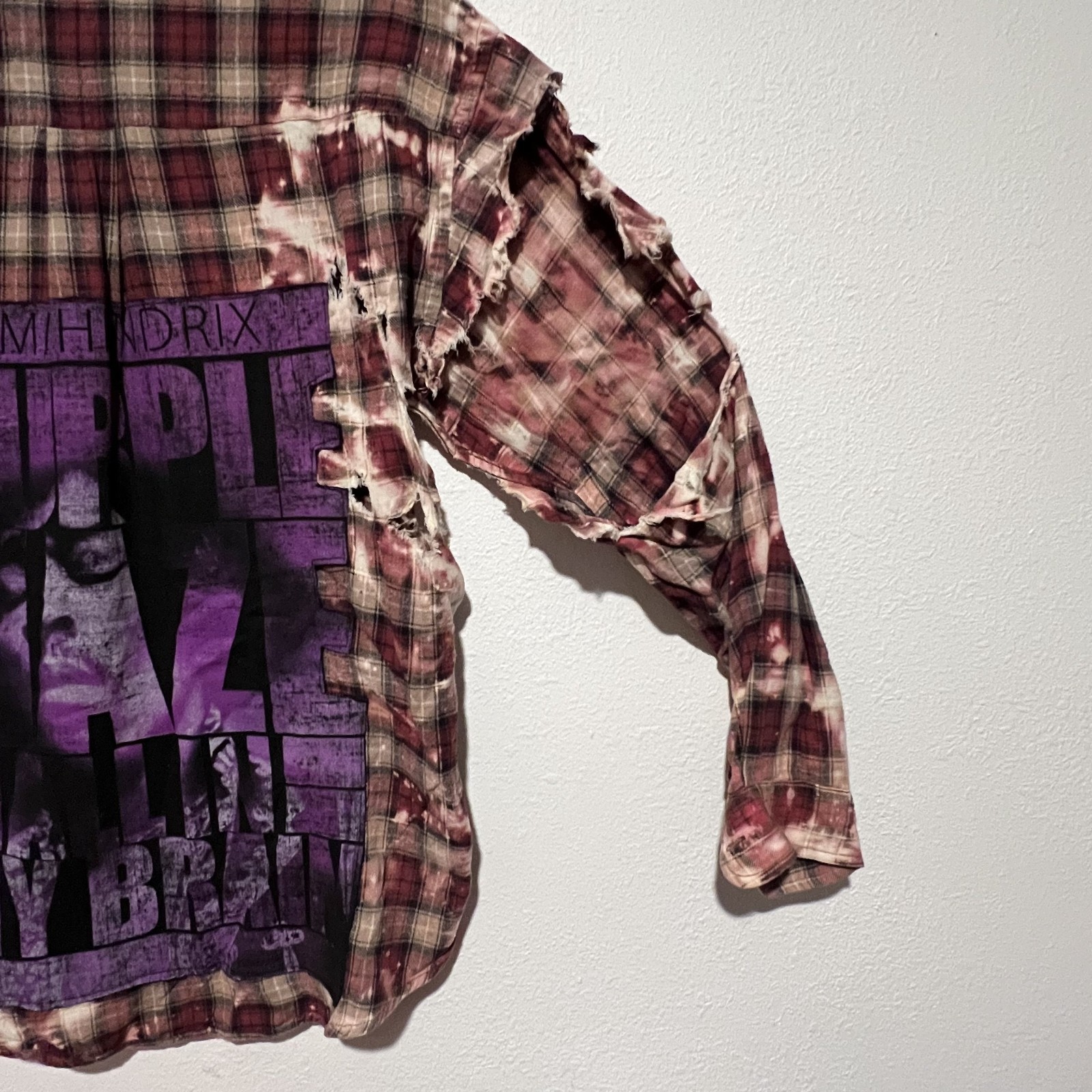 Two Gypsea Souls x Jimi Hendrix Upcycled Flannel Distressed & Bleached Band A5
