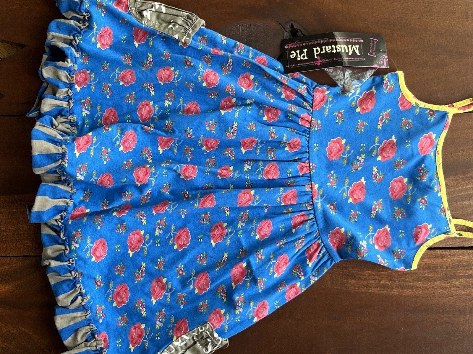 Mustard Pie Girls Size 4T Dress Flowers Blue Yellow Pink Multi Color