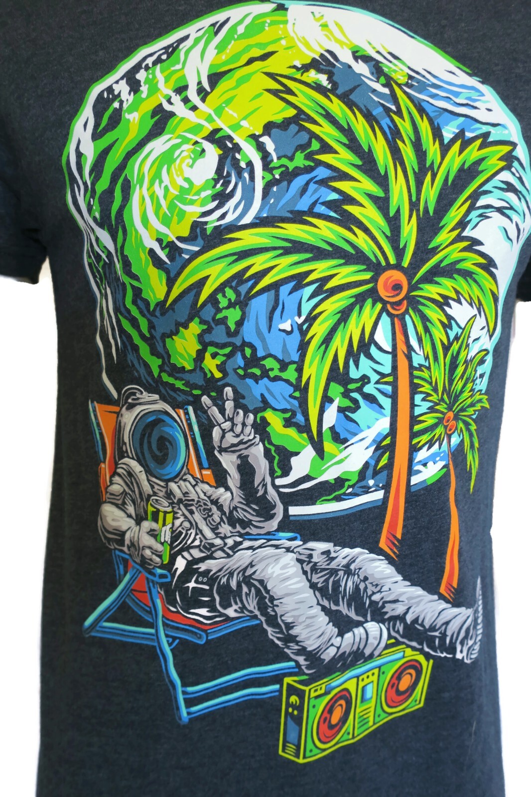 Into the AM Spaceman Astronaut Cosmic Chill Otherworldly Peace Palms size Small