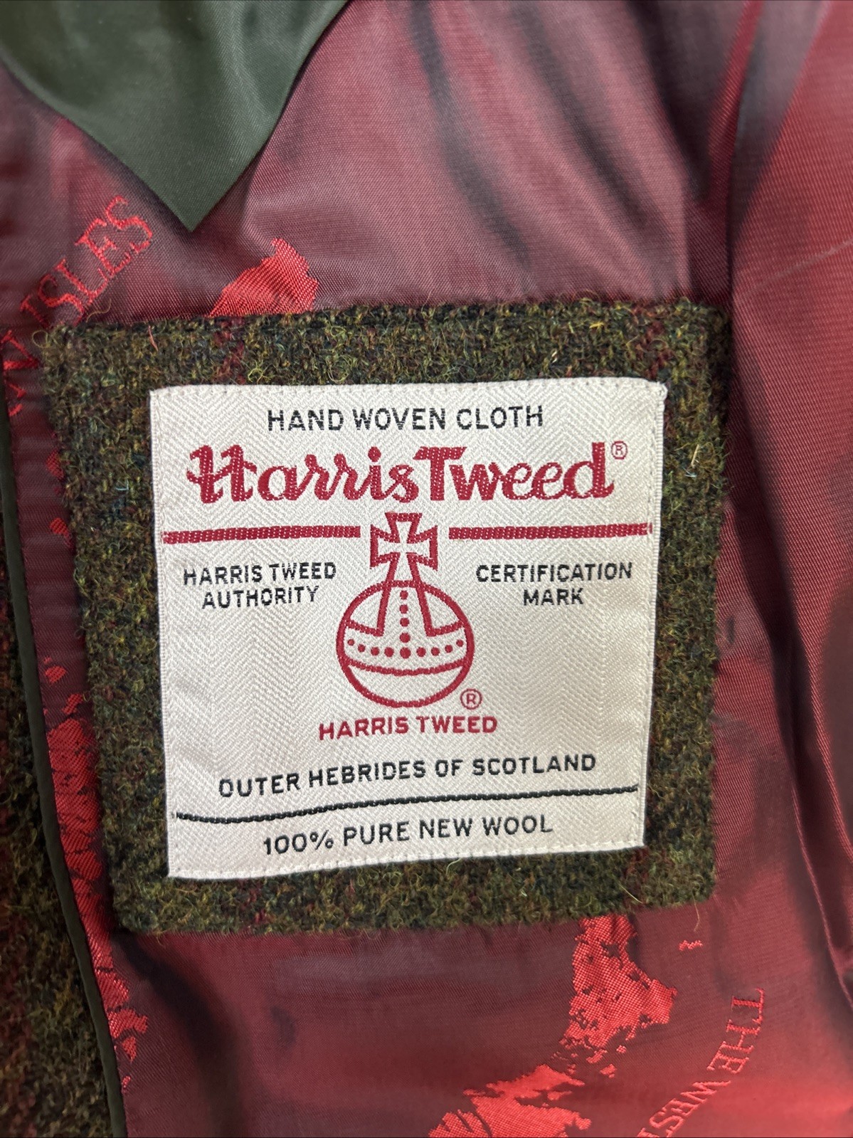 HARRIS TWEED (46R) Mens Sport Coat Jacket ‘Western Isles’ Windowpane Herringbone