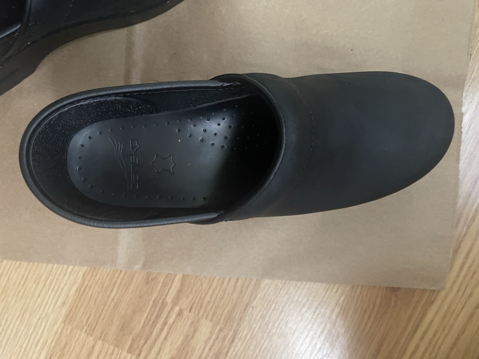 Brand New Dansko Cabrio Black Leather Professional Clogs