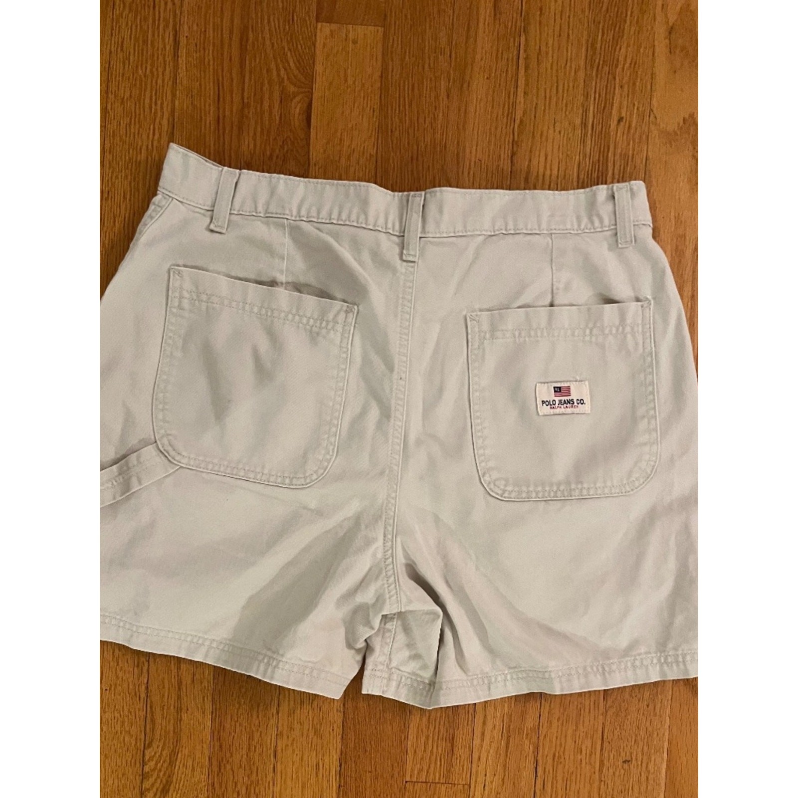 Vintage Polo Jeans Co Ralph Lauren Khaki Belted Utility Shorts Size 14