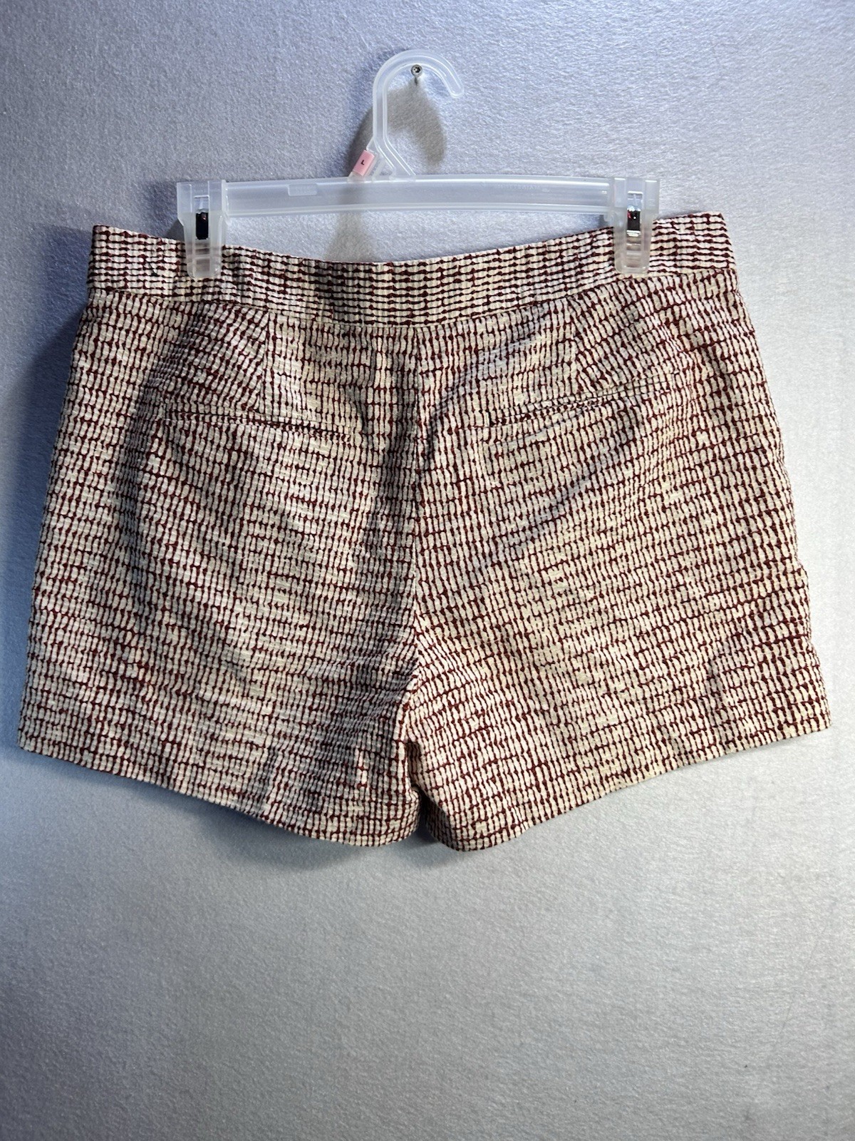 Ann Taylor Women’s Seersucker Chino Shorts Striped Mid Rise Pockets Cream Red 6