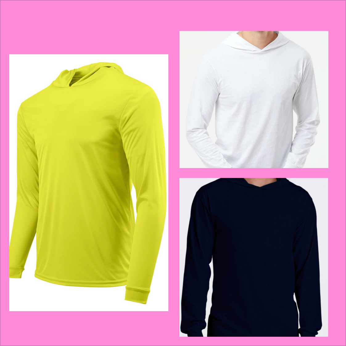 MEN HOODED T SHIRT LIGHT WEIGHT OUT DOOR WORK HOODIE LONG SLEEVE ACTIVE T-SHIRT