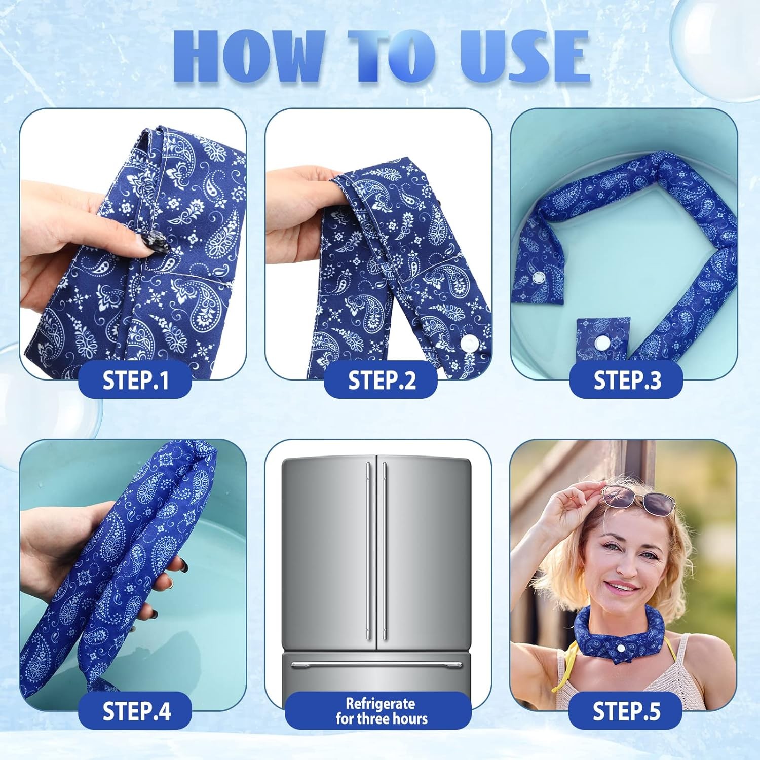 6 Pack Cooling Neck Wraps Ice Scarf Summer