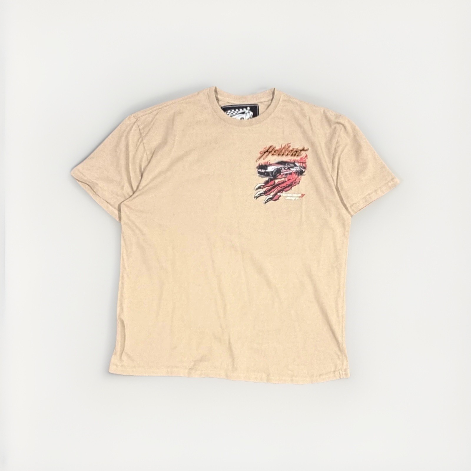 Dodge x Reason Beige Hellcat Raising Hell Graphic Men’s T-Shirt XL