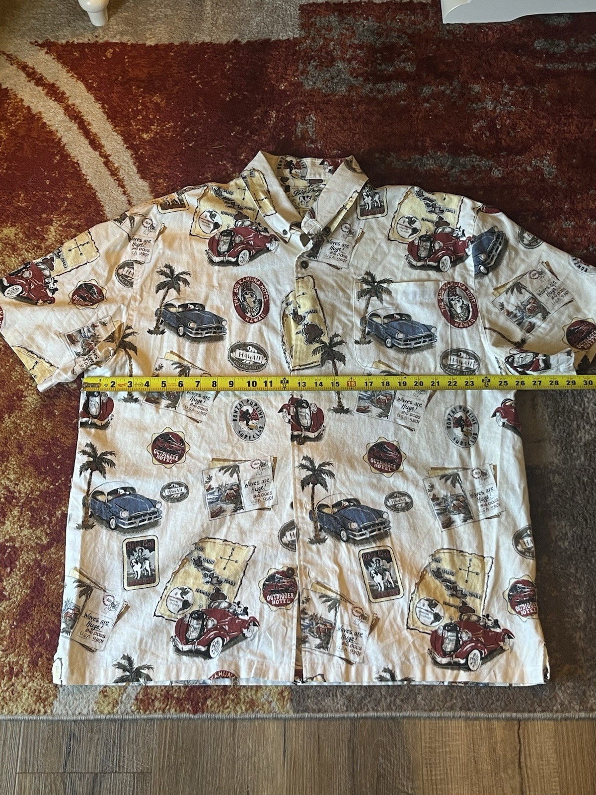 Big Dogs Vintage All Over Print AOP Hawaiian Button Down Shirt