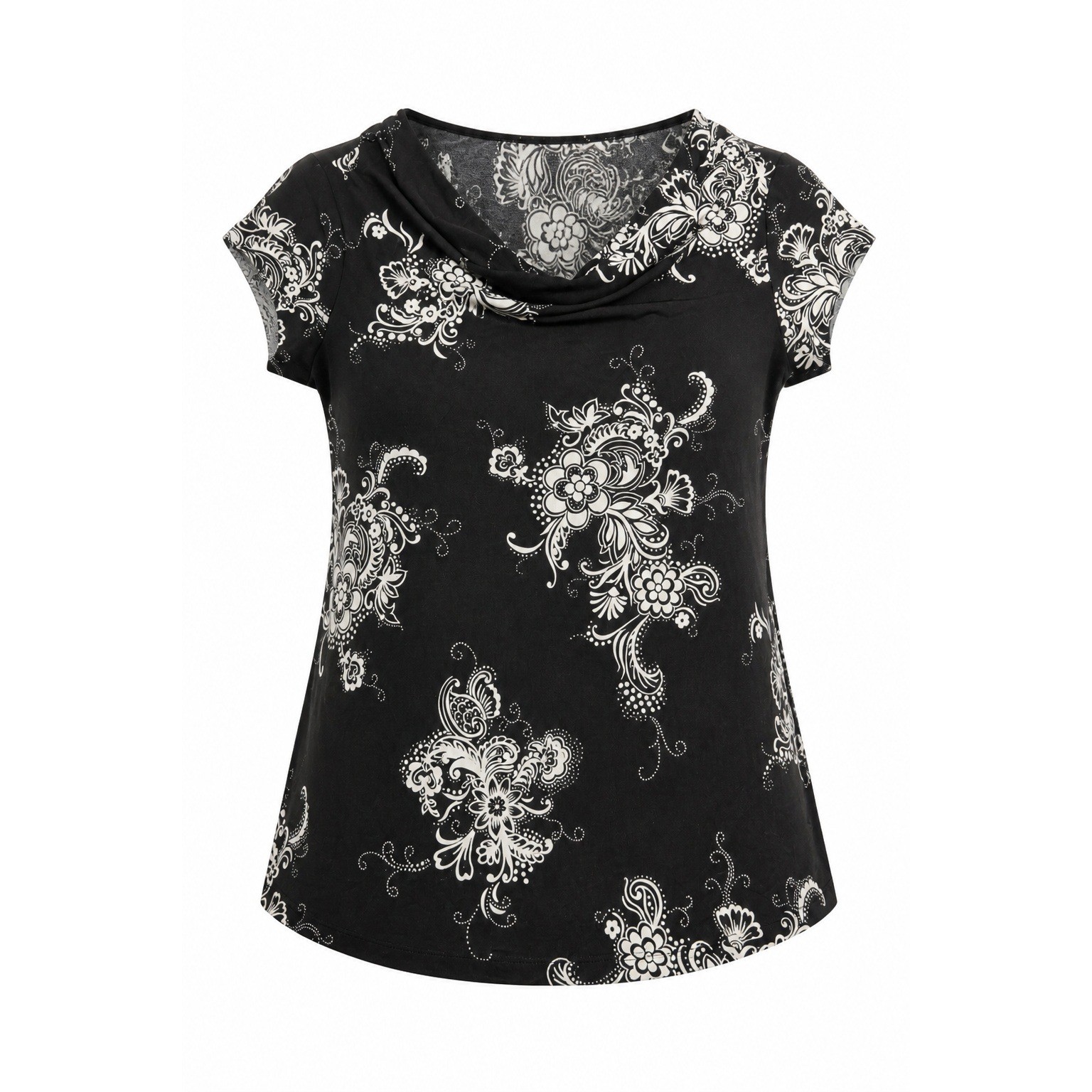 Liz Lange for Target Maternity Top Black White Floral Cowl Neck Cap Sleeve Small