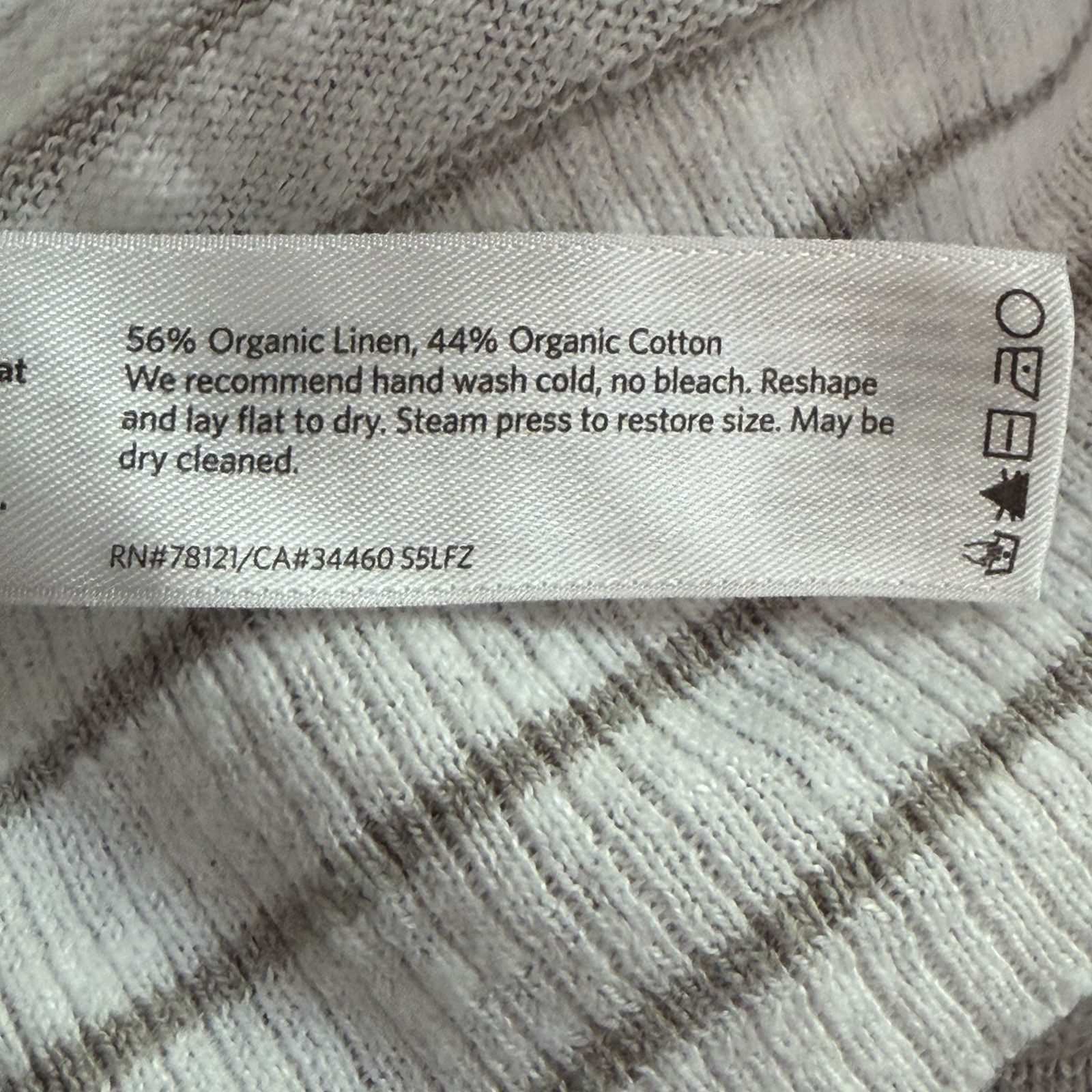 Eileen Fisher Size Medium White Gray Stripe Organic Linen Cotton Top Summer Cool