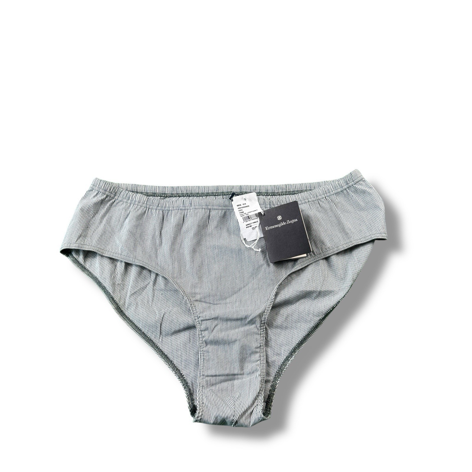 VTG Ermenegildo Zegna Light Grey/White Pinstripe Swim Briefs Mens 2XL Rare NWT