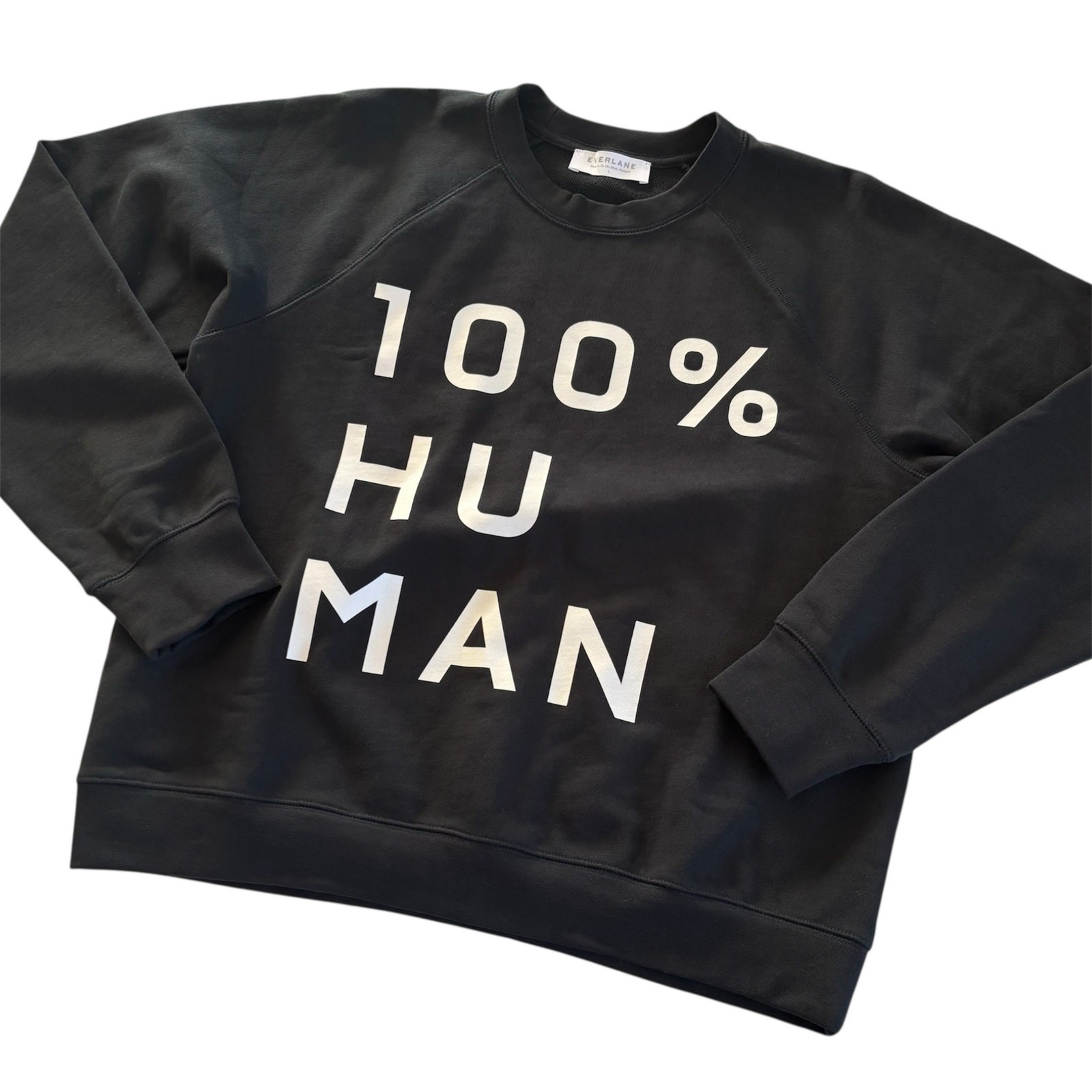 EVERLANE Women’s 100% Human French Terry Sweatshirt Black & White Large Cotton