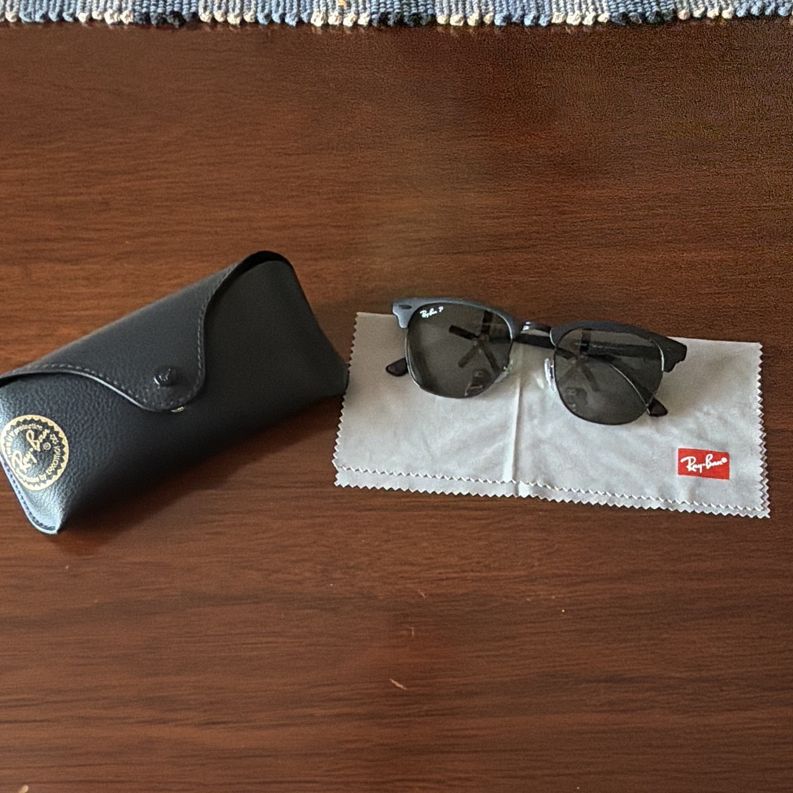 Ray-Ban RB3716 186/58 Polarized Gray Glass Lenses Black Metal Square 51-21