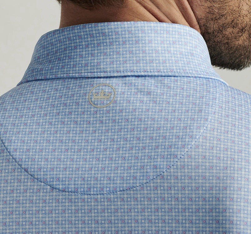 Peter Millar Cottage Blue Vega Performance Jersey Polo Summer Comfort Print XL