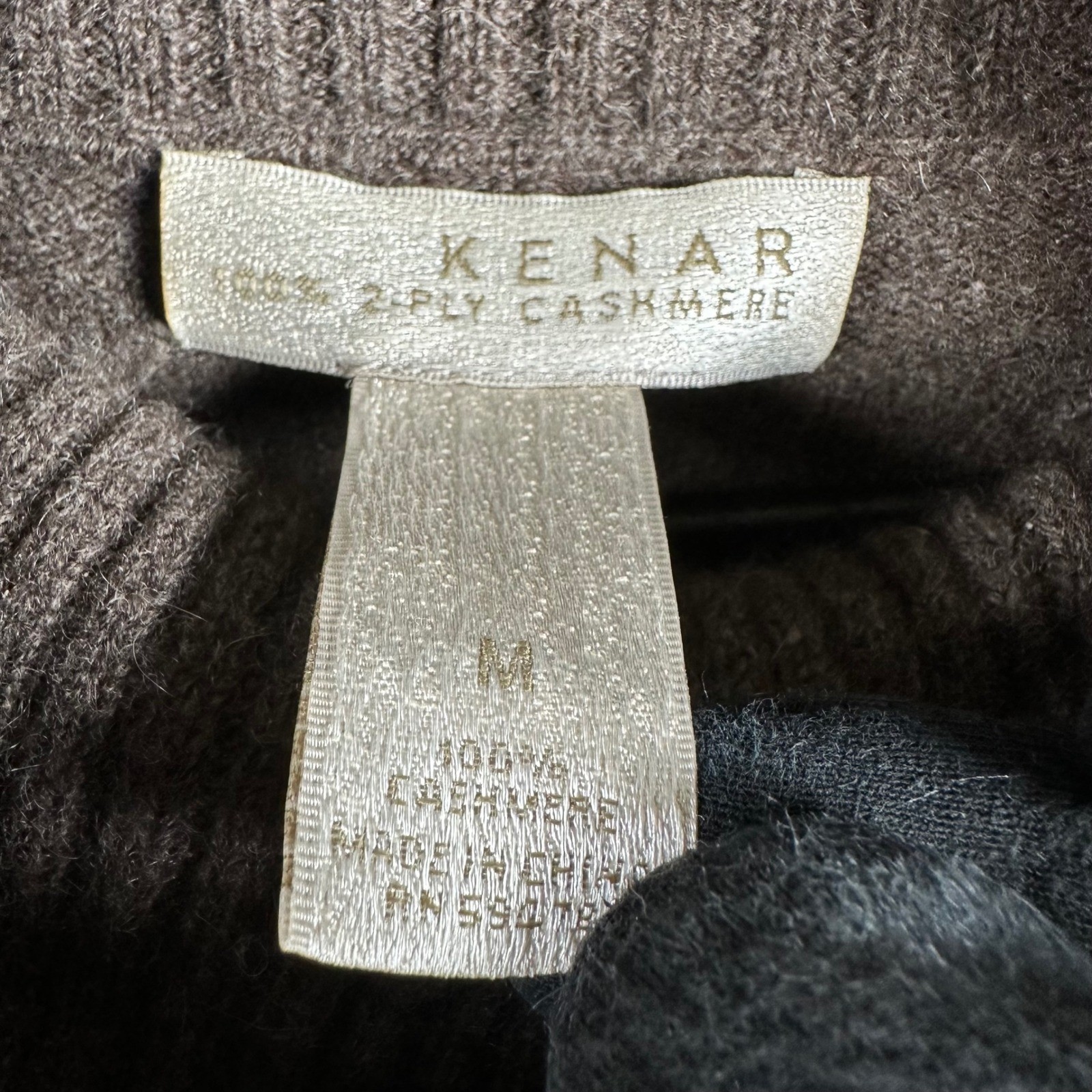 Kenar Brown 100% Cashmere Turtleneck Sweater High Low Hem Side Slit Womens Med