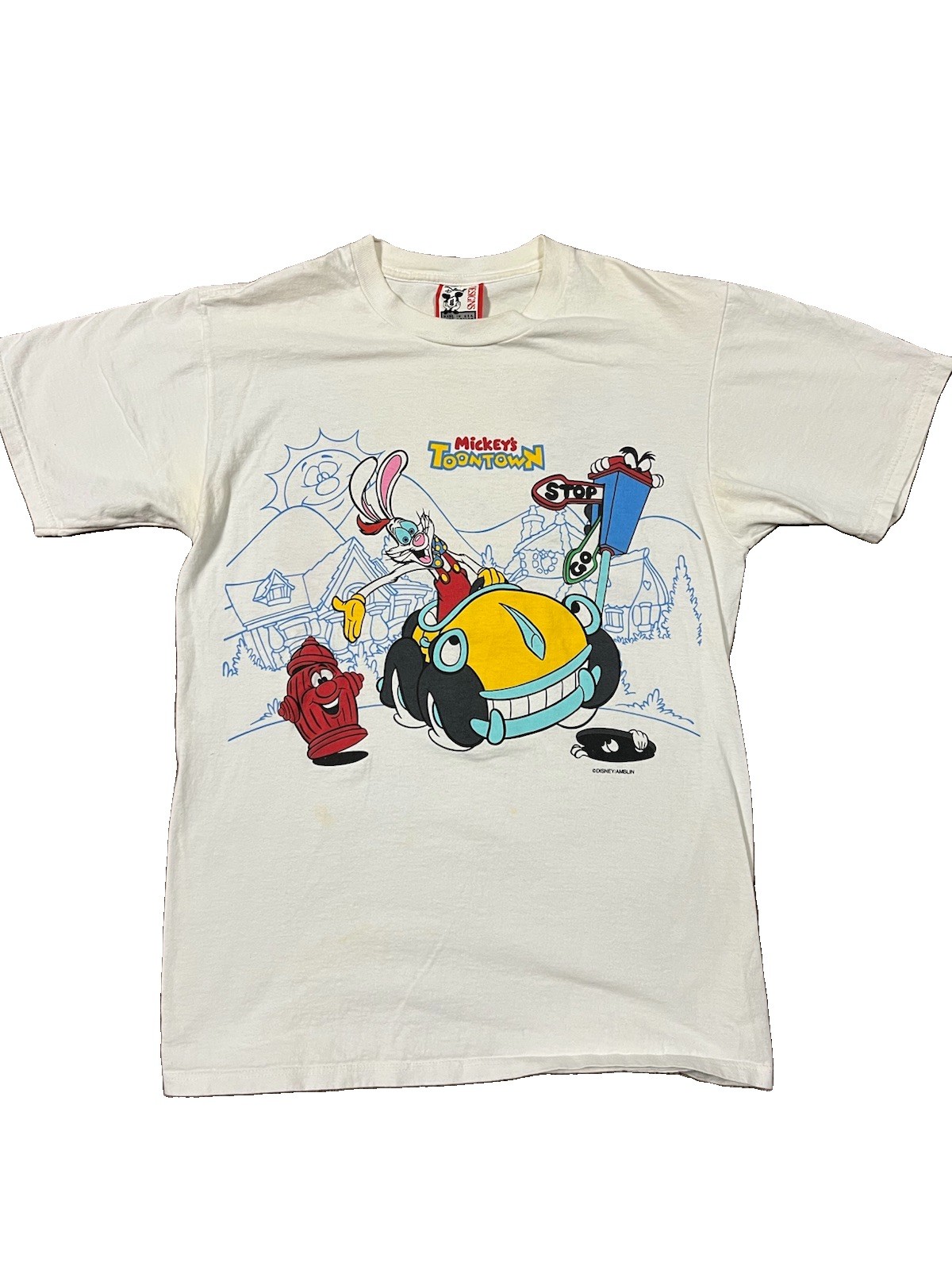 VTG 90s Disney Land Mickeys Toon Town T Shirt Size Medium AOP