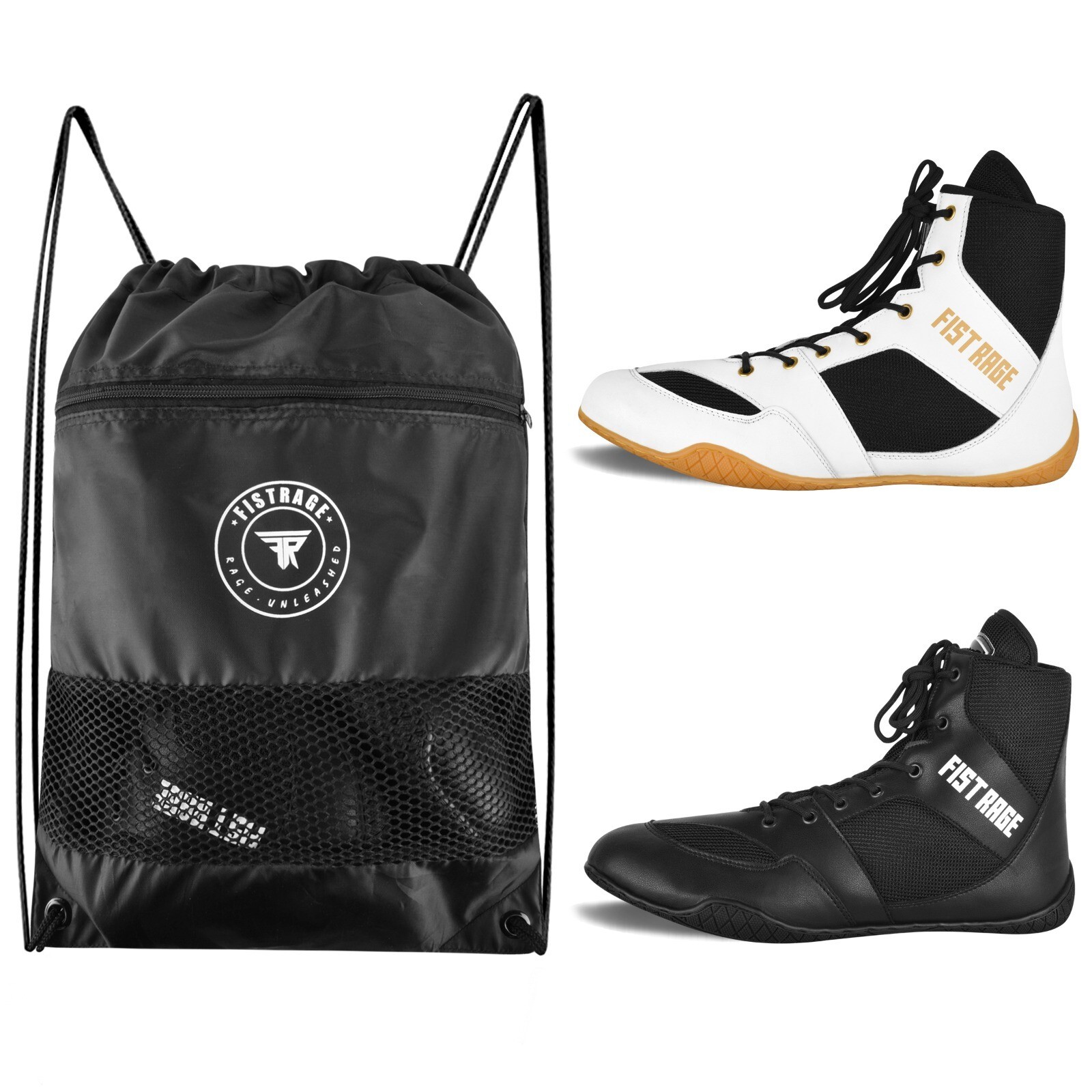FISTRAGE Boxing Shoes Microfiber Leather Kickboxing And Training With Sting Bag