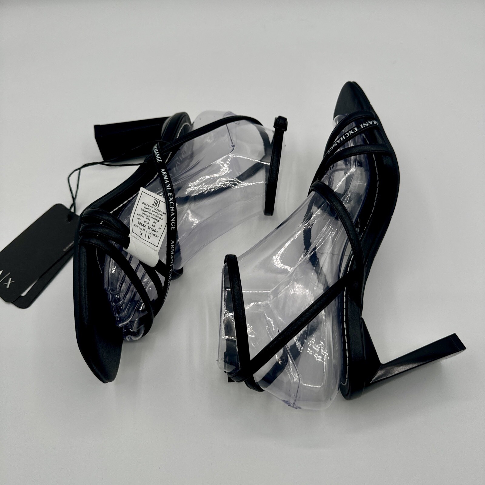 Armani Exchange Dalia Heels Women’s Size 8 Black White Logo