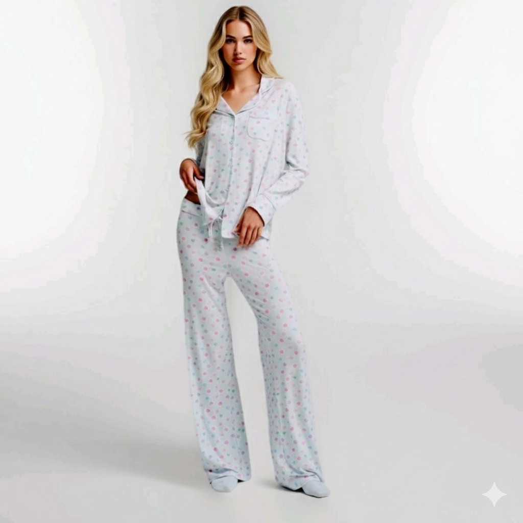 New Skims Soft Lounge RARE Cloud Candy Hearts Valentines M Set Pajama Top Pants
