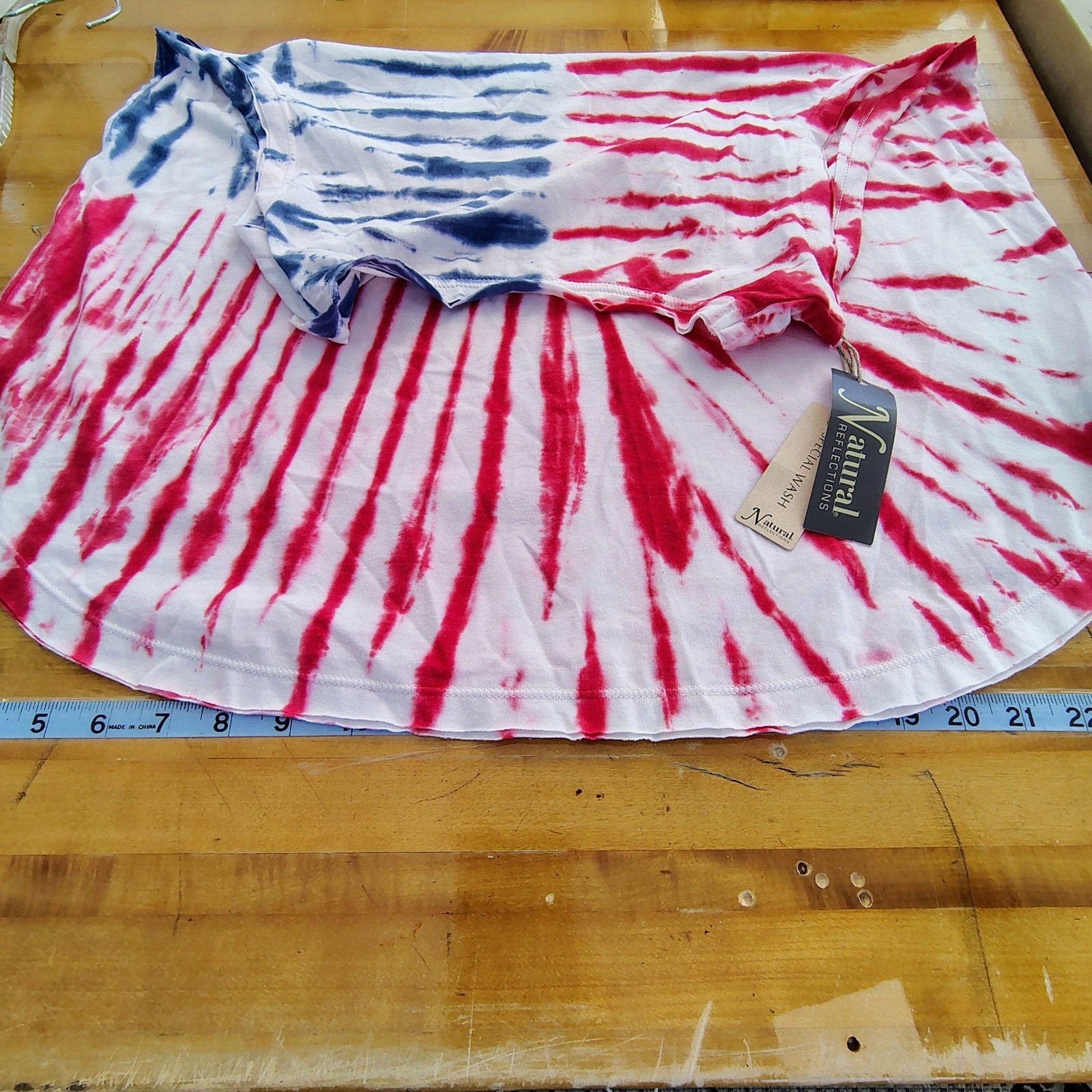 Natural Reflections Womens XL Tie Dye Flag Tank Top Americana NWT patriotic