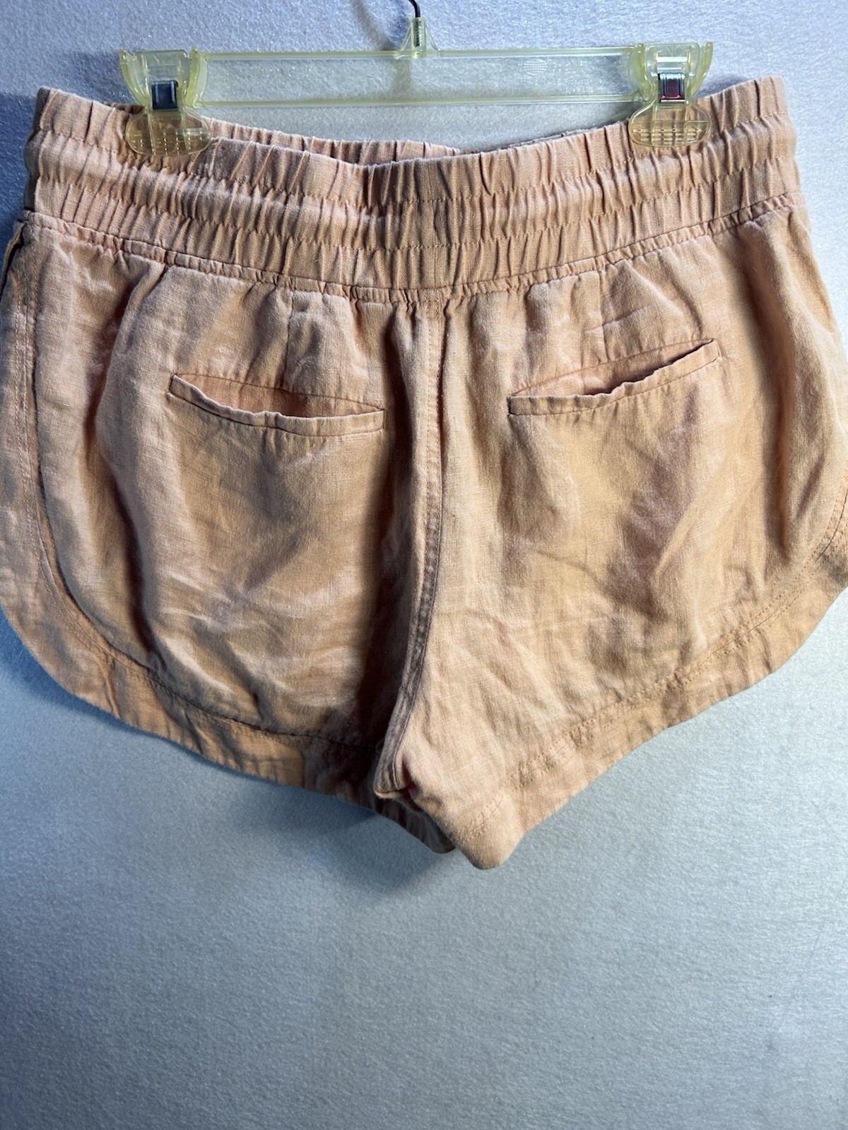 Athleta Cabo Linen Shortie Women’s Beige Drawstring Elastic Waist Shorts 8