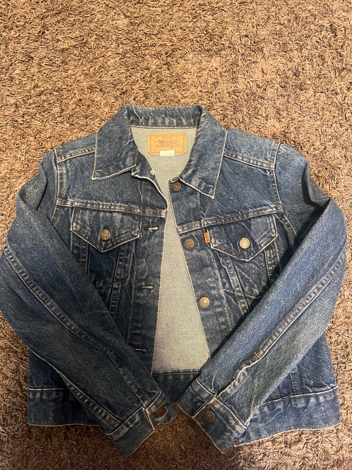 70s/80s Levi’s Vintage Orange Tab Cropped Denim Jacket Women’s Size Small