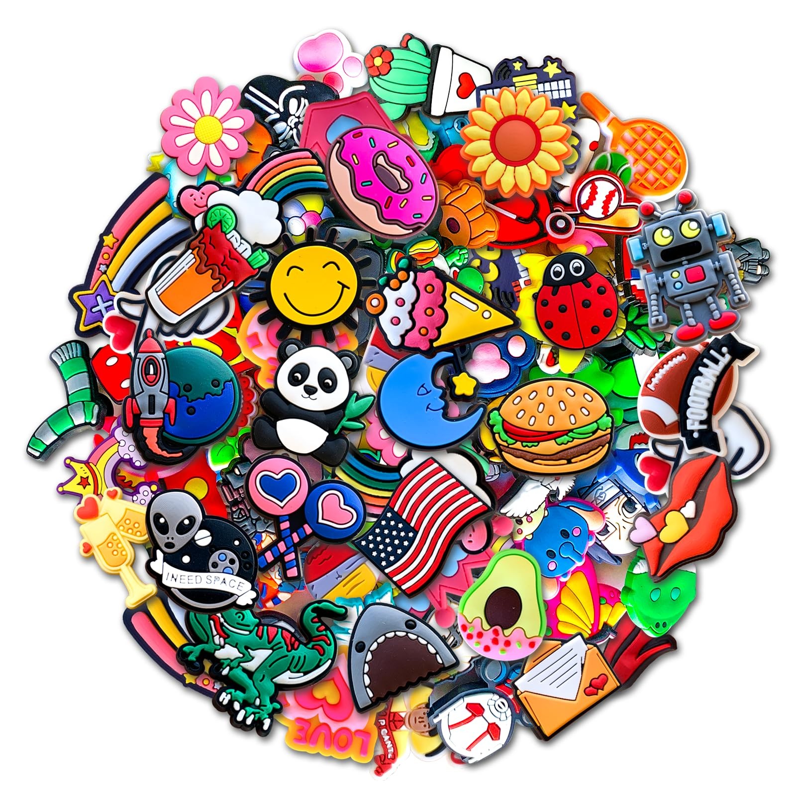 Chionwen 30,50,100Pcs Random Shoe Charms for Clog Decoration, Cute Cartoon Ch…