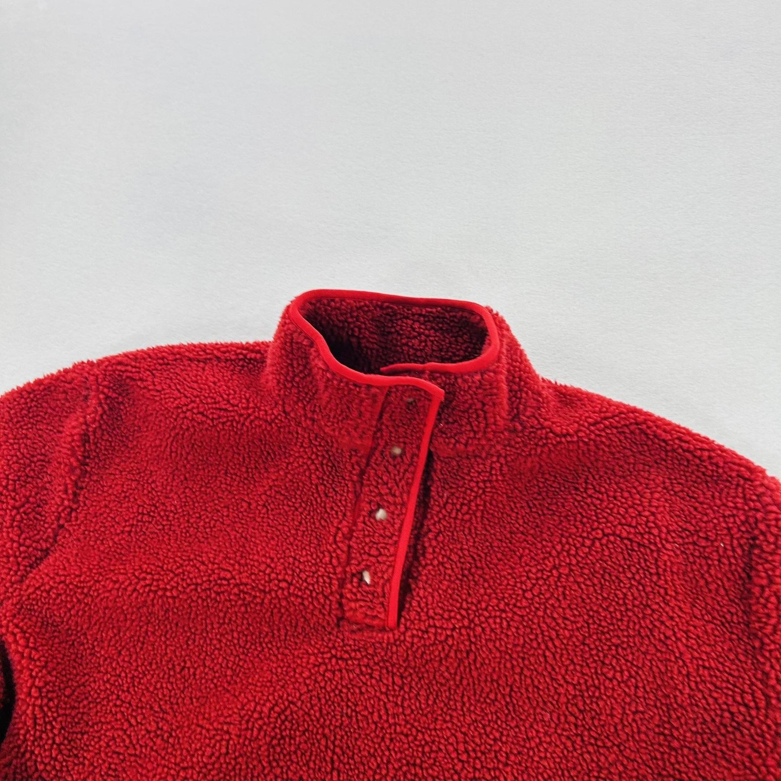 Levi’s Jacket Mens Large Red Sherpa Fleece Snap Pullover Anorak Warm Lined