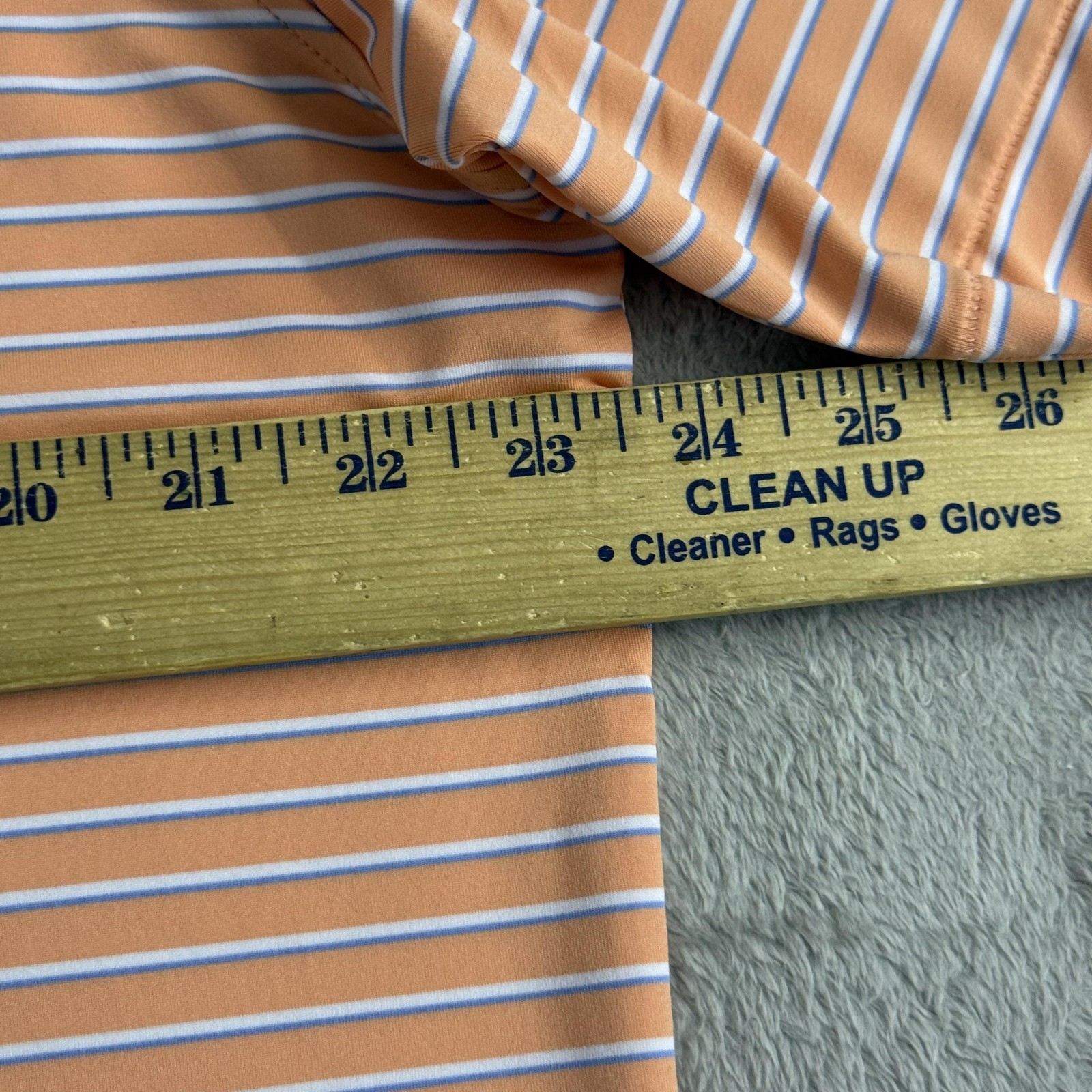 Peter Millar Polo Mens Large Orange Stripe Summer Comfort Golf Stretch Logo